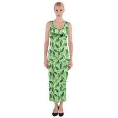 Leaves Pattern Texture Seamless Fitted Maxi Dress