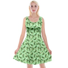 Leaves Pattern Texture Seamless Reversible Velvet Sleeveless Dress