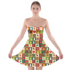 Template Christmas Pattern Strapless Bra Top Dress
