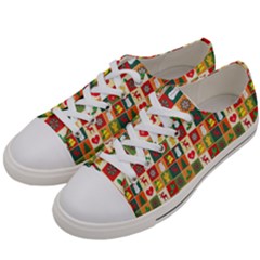 Template Christmas Pattern Women s Low Top Canvas Sneakers