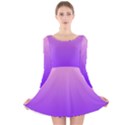 Cotton Candy Pink To Indigo Violet Linear Gradient Long Sleeve Velvet Skater Dress View1