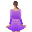 Cotton Candy Pink To Indigo Violet Linear Gradient Long Sleeve Velvet Skater Dress View2