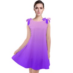 Cotton Candy Pink To Indigo Violet Linear Gradient Tie Up Tunic Dress
