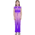 Cotton Candy Pink To Indigo Violet Linear Gradient Kids  Sleeveless Ruffle Edge Band Collar Chiffon One Piece View1
