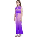 Cotton Candy Pink To Indigo Violet Linear Gradient Kids  Sleeveless Ruffle Edge Band Collar Chiffon One Piece View2