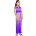 Cotton Candy Pink To Indigo Violet Linear Gradient Kids  Sleeveless Ruffle Edge Band Collar Chiffon One Piece View3