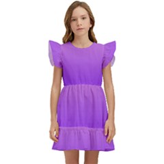 Cotton Candy Pink To Indigo Violet Linear Gradient Kids  Winged Sleeve Dress