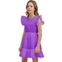 Cotton Candy Pink To Indigo Violet Linear Gradient Kids  Winged Sleeve Dress View2
