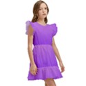 Cotton Candy Pink To Indigo Violet Linear Gradient Kids  Winged Sleeve Dress View3