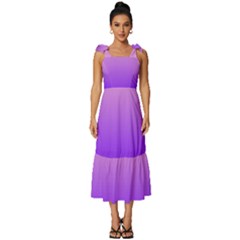 Cotton Candy Pink To Indigo Violet Linear Gradient Tie-strap Tiered Midi Chiffon Dress