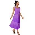 Cotton Candy Pink To Indigo Violet Linear Gradient Square Neckline Tiered Midi Dress View3