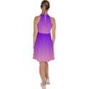 Indigo Violet To Cotton Candy Pink Linear Gradient Sleeveless Halter Neck A-Line Dress View4