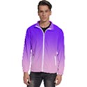 Indigo Violet To Cotton Candy Pink Linear Gradient Men s High Neck Windbreaker View1