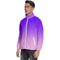 Indigo Violet To Cotton Candy Pink Linear Gradient Men s High Neck Windbreaker View2