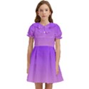 Indigo Violet To Cotton Candy Pink Linear Gradient Kids  Bow Tie Puff Sleeve Dress View1