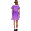 Indigo Violet To Cotton Candy Pink Linear Gradient Kids  Bow Tie Puff Sleeve Dress View4