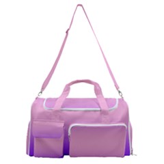 Indigo Violet To Cotton Candy Pink Bilinear Gradient Sports Gym Duffle Bag With Shoe Compartment