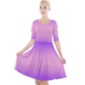Indigo Violet To Cotton Candy Pink Bilinear Gradient Quarter Sleeve A-Line Dress With Pockets View1