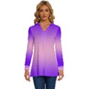 Indigo Violet To Cotton Candy Pink Bilinear Gradient Long Sleeve Drawstring Hooded Top View1