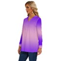Indigo Violet To Cotton Candy Pink Bilinear Gradient Long Sleeve Drawstring Hooded Top View2