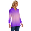 Indigo Violet To Cotton Candy Pink Bilinear Gradient Long Sleeve Drawstring Hooded Top View3