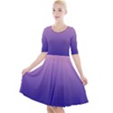 Cotton Candy Pink To Navy Blue Linear Gradient Quarter Sleeve A-Line Dress With Pockets View1