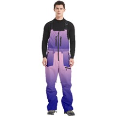 Cotton Candy Pink To Navy Blue Linear Gradient Men s Front Zip Ski And Snowboard Bib Pants