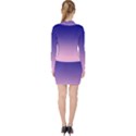 Navy Blue To Cotton Candy Pink Linear Gradient V-neck Bodycon Long Sleeve Dress View2