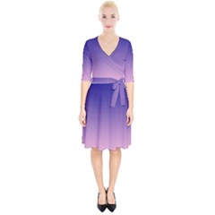 Navy Blue To Cotton Candy Pink Linear Gradient Wrap Up Cocktail Dress