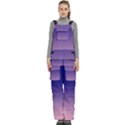 Navy Blue To Cotton Candy Pink Linear Gradient Women s Side Zip Front Pouch Ski And Snowboard Bib Pants	 View1