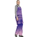 Navy Blue To Cotton Candy Pink Linear Gradient Women s Side Zip Front Pouch Ski And Snowboard Bib Pants	 View3
