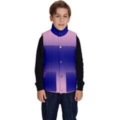 Cotton Candy Pink To Navy Blue Bilinear Gradient Kid s Button Up Puffer Vest