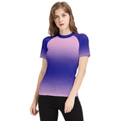 Cotton Candy Pink To Navy Blue Bilinear Gradient Women s Short Sleeve Rash Guard