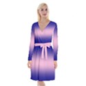 Navy Blue To Cotton Candy Pink Bilinear Gradient Long Sleeve Velvet Front Wrap Dress View1