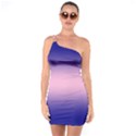 Navy Blue To Cotton Candy Pink Bilinear Gradient One Shoulder Ring Trim Bodycon Dress View1