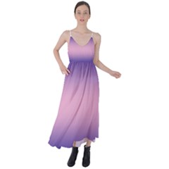 Navy Blue To Cotton Candy Pink Bilinear Gradient Tie Back Maxi Dress