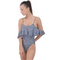 Black White Leopard Drape Piece Swimsuit View1