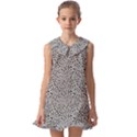 Black White Leopard Kids  Pilgrim Collar Ruffle Hem Dress View1
