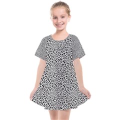 Black White Leopard Kids  Smock Dress