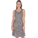 Black White Leopard Knee Length Skater Dress With Pockets View1