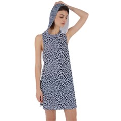 Black White Leopard Racer Back Hoodie Dress