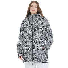 Black White Leopard Women s Multi Pockets Zip Ski And Snowboard Waterproof Breathable Jacket