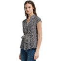 Giraffe Pattern (2) Women s Cap Sleeve Mandarin Collar Waist Tie Blouse View2