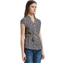 Giraffe Pattern (2) Women s Cap Sleeve Mandarin Collar Waist Tie Blouse View3