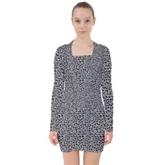 Giraffe Pattern (2) V-neck Bodycon Long Sleeve Dress