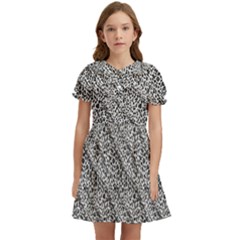 Silver Leopard Kids  Bow Tie Puff Sleeve Dress