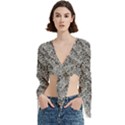 Silver Leopard Trumpet Sleeve Cropped Top View1