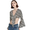 Silver Leopard Trumpet Sleeve Cropped Top View2