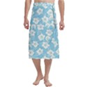White Hibiscus and Dhari (blue) on Traditional Men s Hawaiian Lavalava View1
