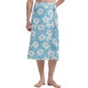 White Hibiscus and Dhari (blue) on Traditional Men s Hawaiian Lavalava View3